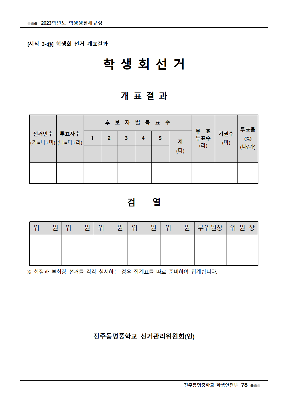2023학년도 진주동명중학교 학생생활제규정(2023. 10. 24. 공포)036